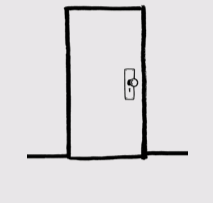 Dessin à la ligne d'une porte seule