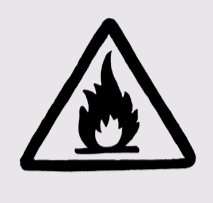 Icône triangle à bords noirs avec signe inflammable